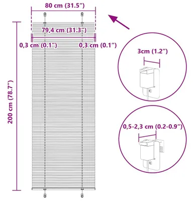 Immagine prodotto di vidaXL Tenda plissettata bianca 80x200 cm larghezza tessuto 79,4 cm poliestere