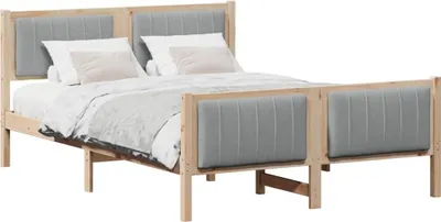 Zdjęcie produktu dla Rama łóżka Z zagłówkiem Brązowy i jasnoszary 140 x 200 cm