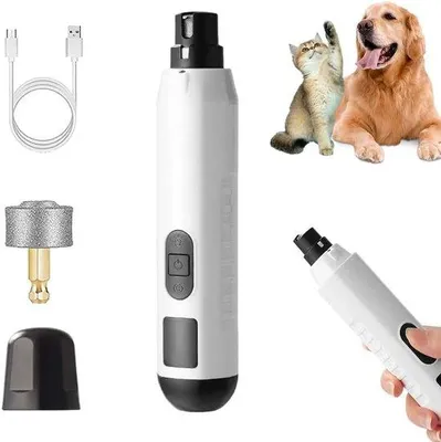 Productafbeelding van Elektrische nagelknipper met 5 snelheden en LED-verlichting, snel op te laden via USB, geschikt voor kleine, middelgrote en grote honden en katten.