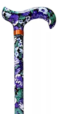 Immagine prodotto di Garcia 1880 Bastone da passeggio regolabile – Viola con motivo floreale – Regolabile da 77 a 99 cm – Alluminio – Impugnatura Derby – Bastone da passeggio per donne e uomini