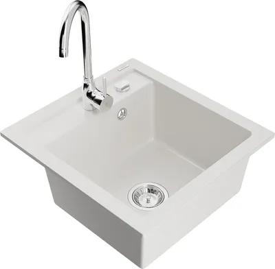 Produktbild von Mexen Vito 1-Becken-Granit-Spüle mit Mischbatterie Telma, Weiß - 6503-20-670200-00