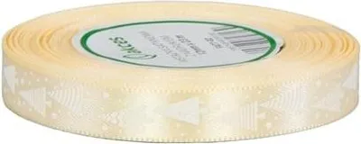 Produktbild von Weihnachtsband zum Verpacken von Geschenken Dekoratives cremefarbenes Weihnachtsbaummotiv 12 mm 22 m