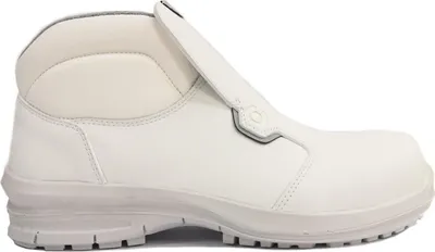 A white safety shoe is shown against a white background.