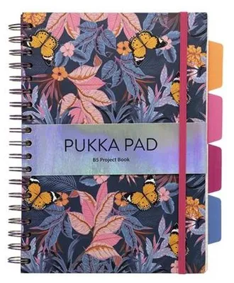 Obrázok produktu pre Špirálový zošit, B5, linajkový, 100 listov, PUKKA PAD "Project Book Bloom", rôzne vzory
