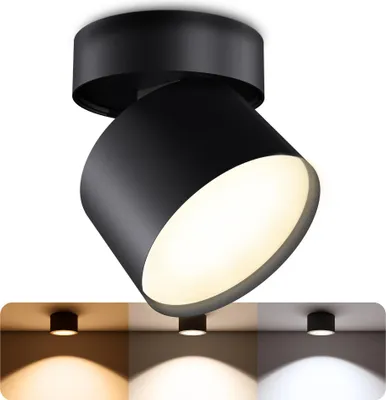 Produktbild von SSC-LUXon SAMU Decken Aufbauspot schwarz - mit LumiFLEX GX53 LED 6W dimmbar mit 3 Lichtfarben - schwenkbarer Aufputz Strahler Deckenleuchte