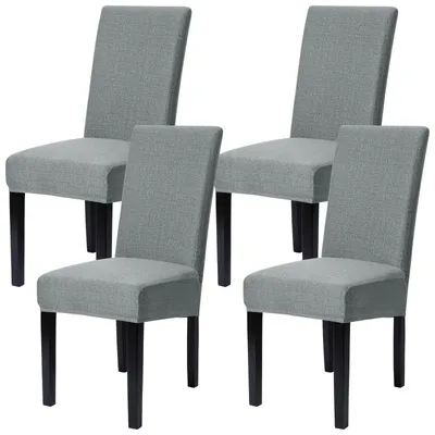 Immagine prodotto di Set di 4 fodere elastiche universali per sedie - Lavabili, grigio scuro