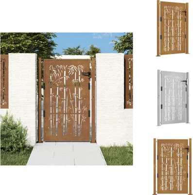 Produktbild von vidaXL Gartentor 105x130 cm Cortenstahl Bambus-Design -  Gartentore