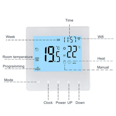 Zdjęcie produktu dla Inteligentny termostat Tuya WiFi 3A z cyfrowym wyświetlaczem LCD, regulator temperatury ogrzewania podłogowego, cyfrowy inteligentny termostat ścienny do ogrzewania wodnego