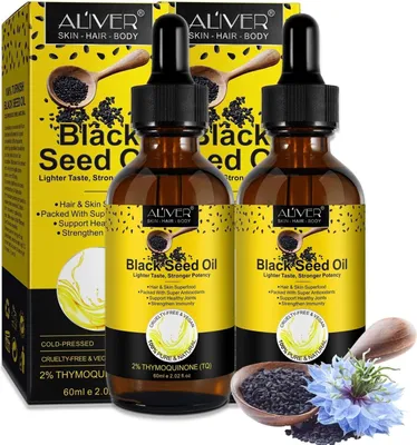 Produktbild von Schwarzkümmelöl kaltgepresst Nigella sativa Hautöl Haaröl Immunität Bio Vegan, 2x 60ml