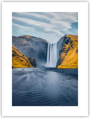 Produktbild von Poster - Poster ohne Rahmen - Wasserfall Berge Skogafoss - 30x40 cm - Wand Bild - Wanddeko - Wandbilder - Kunstposter - Wandposter - Bilder - Kunstdruck - Wanddekoration - Wandbild - P2XPA30x40-5180