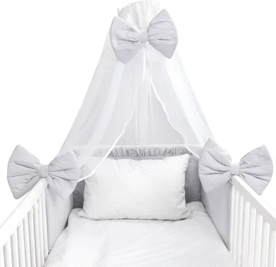 Produktbild von Amilian Babybettwäsche Set 7-teilig – Bettwäsche 100x135 cm, Kissen 40x60, Himmel, Nestchen – für Babybett/Gitterbett – Komplettset für Neugeborene