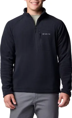A man wearing a black Columbia fleece jacket.