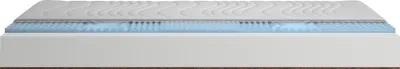 A cross-section of a mattress showing its different layers.