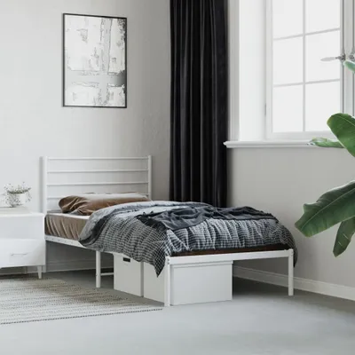 Produktbild von "2026 Promotion" Bettgestell moderne - mit Kopfteil - Metall Weiß - 107x203 cm - Polsterbett CC21331