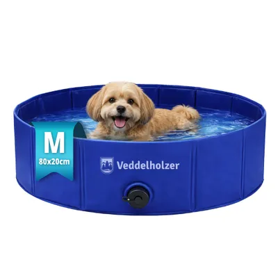 Produktbild von Veddelholzer Faltbarer Hundepool (M) 80 x 20 cm rutschfest – Robuster Hunde Swimmingpool platzsparend & stabil, ideal für Garten & Balkon