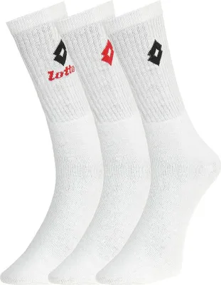 Produktbild von LOTTO 3 Paar Tennis Socken Uni, Frottee-Sportsocken, Einfarbig Weiss 39-42 (6-8 UK)