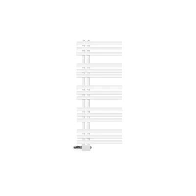 Produktbild von LuxeBath Design Badheizkörper, 500x1200 mm, Weiß, Anschlussgarnitur Thermostat Universal Eck- und Durchgangsform, ohne Heizstab