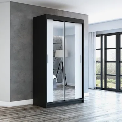 Produktbild von Schwebetürenschrank, 2-türig Schrank 120 cm mit Spiegel NEO