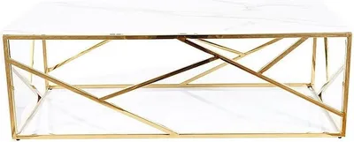 Produktbild von Designer-Couchtisch PIM 2 – weißer Marmor / Gold