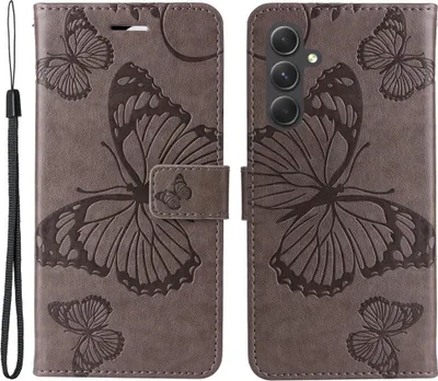 Produktbild von Samsung Galaxy A55 Hülle - Coverup Schmetterlinge Klapphülle - Taupe Grau