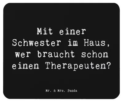 Produktbild von Mr. & Mrs. Panda Mousepad Spruch Schwester Glück - Schwarz - Geschenk, Geburtstage, mausteppich, Geschwister, mauspad laptop, handgemacht, Mouse Pad, liebevoll, Bindung