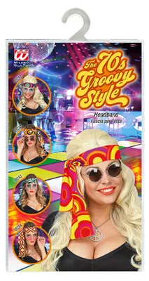 Zdjęcie produktu dla opaska do włosów disco z lat 70. w kolorze pomarańczowym - jeden rozmiar