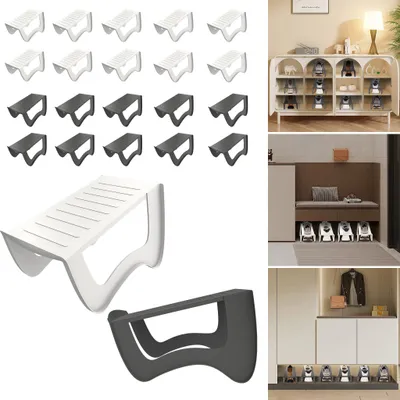 Produktbild von ACXIN 10 Stück Schuhschlitze Organizer aus stabilem PP, rutschfeste Schuhhalter, platzsparend Schuhregal für Zuhause, Eingangsbereich, Kleiderschrank, Grau