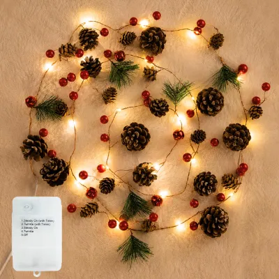 Weihnachtsgirlande 2m, 20 warmweiße LEDs, batteriebetrieben