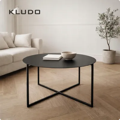 Produktbild von Runder Couchtisch aus Metall im Loft-Stil für Wohnzimmer, Büro oder Arbeitszimmer