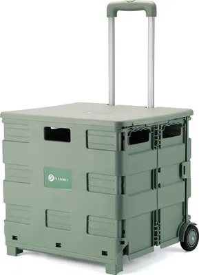 Produktbild von Packaway XL Faltbarer Einkaufswagen mit Rädern - Einkaufskiste - Aufbewahrungsbox - Einkaufswagen - Faltbare Kiste - 50 Liter - Grün