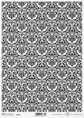 Immagine prodotto di ITD carta di riso decoupage tecnica artigianale tovagliolo di carta, R1916 damasco, bianco e nero