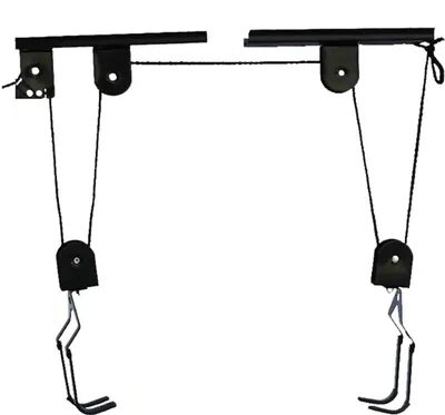 Produktbild von Fahrrad Deckenlift mit Seilzug - Fahrradlift & Deckenhalterung - Schwerlast Stahl - Tragkraft 60 kg - Wand- und Deckenmontage - Schwarz