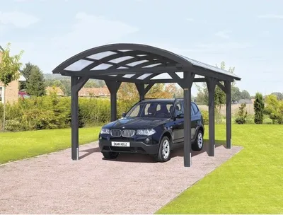 Produktbild von Einzelcarport SKAN HOLZ Bogendach 376x541 cm schiefergrau