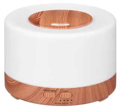 Productafbeelding van Aroma-diffuser - Ultrasone luchtbevochtiger - 500 ml - Geschikt voor etherische oliën - Timer - LED-verlichting - Wit, 16 × 16 × 11,5 cm