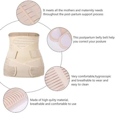 Immagine prodotto di Set da 3 fasce post-parto con stecche, fascia addominale, fascia da allenamento - XL