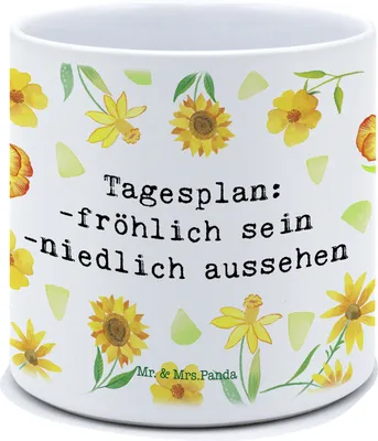 Produktbild von Mr. & Mrs. Panda Blumentopf Tagesplan - Weiß - Geschenk, Kübel für Pflanzen, Blumenkübel, Dekoration, Pflanztopf Groß, Blumenübertopf, Übertopf