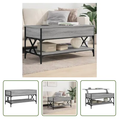 Produktbild von The Living Store Couchtisch Grau Sonoma 100x50x50 cm Holzwerkstoff und Metall