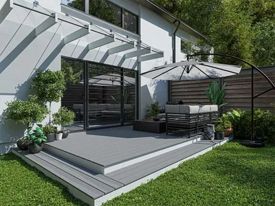 Produktbild von UPM | 4 m | ProFi One Silver Ash Grau 140x24 mm Terrassendiele WPC, Massivprofil, Pflegeleicht, Recycelt, Germany, Rutschfest, Clip Montage, Strukturierte Oberfläche