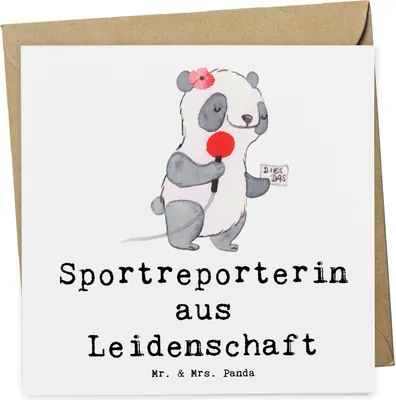 Produktbild von Mr. & Mrs. Panda Glückwunschkarte Sportreporterin Leidenschaft - Weiß - Geschenk, Klappkarte, Grußkarte, faltkarte, anlasskarte, doppelkarte