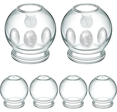 Produktbild von Glas Schröpfset 6-teilig, Vakuum Schröpfgläser in 2 Größen, für Schröpfmassage Rücken & Körper, wiederverwendbar, traditionelles Schröpfen für Zuhause