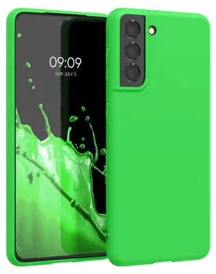 Produktbild von kwmobile Handyhülle für Samsung Galaxy S21 Hülle - TPU Case - Kabelloses Laden - Schutzhülle Cover in Neon Grün