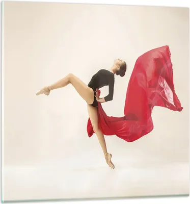 Produktbild von Bilder auf glas - Einteilig - Ballerina Tanz Rot - 30x30cm - Glasbilder - Wandbilder - Bilder - zum Aufhängen bereit - Wanddekoration aus Glas - Glas Bilder - Wandbild auf Glas - GAC30x30-4437