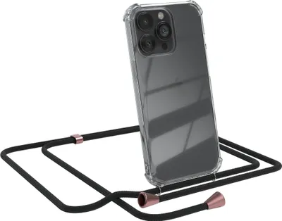 Produktbild von EAZY CASE Handykette kompatibel mit Apple iPhone 13 Pro, Handyhülle mit Umhängeband, Handykordel, Schutzhülle Clear, Band in Schwarz