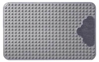 Immagine prodotto di Tappetino da doccia 80 x 120 cm, grigio, in PVC antiscivolo, con ventose e funzione massaggio
