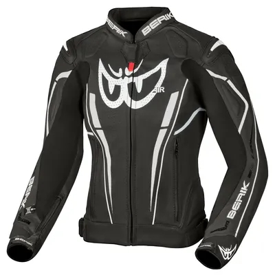 Produktbild von Berik Fufur Damen Motorrad Lederjacke, schwarz/weiß, 40