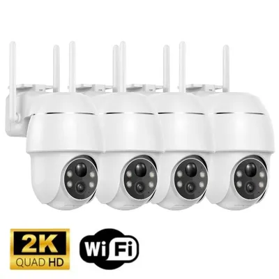 Produktbild von 2K Überwachungskamera Aussen WLAN 355°/90° Schwenkbar WLAN Kamera Outdoor 3MP WiFi Kamera mit Automatische Verfolgung 30m Nachtsicht in Farbe IP66 4PC
