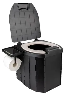 Produktbild von Tragbare Campingtoilette - Toilette Für Erwachsene - Mit Deckel - Maximale Belastung 200 kg - Für Outdoor-Aktivitäten - Schwarz