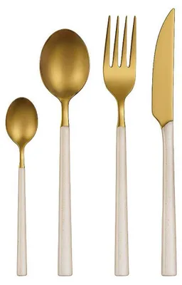 Produktbild von 24-teiliges Besteckset in Gold mit Glitzergriffen