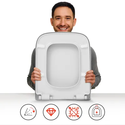 Produktbild von Toilettensitz Ersatz kompatibel mit DURAVIT PURAVIDA, antibakterieller Duroplast, Toilettendeckel mit Absenkautomatik Soft Close