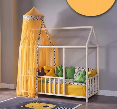 Produktbild von Niedriges Bett Himmelbett Betten Schlafzimmer Himmelbetten Kinderzimmer Holz